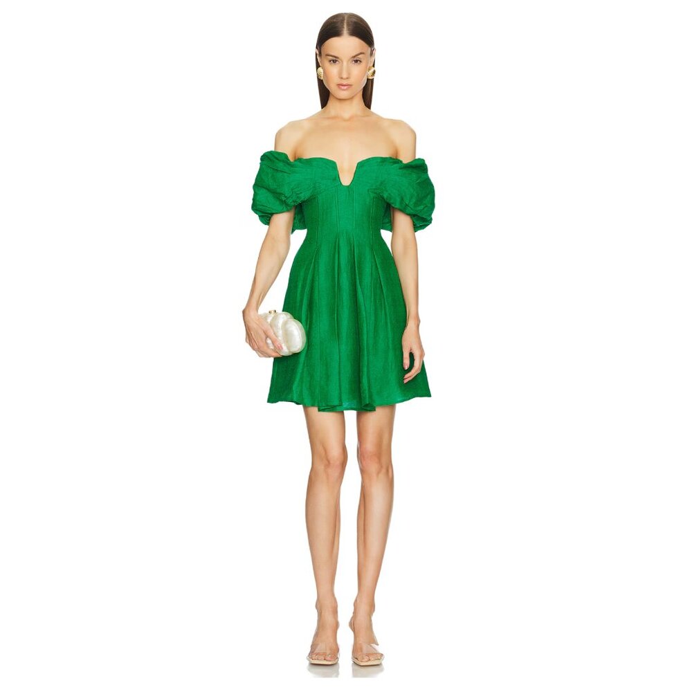 Cult Gaia Lissett Dress Malachite Green Mini off the shoulder